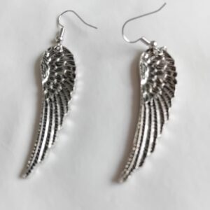 Silver coloured angel wings earrings