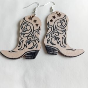 Cowboy Boots Earrings — Beige Country Style Fashion Accessory