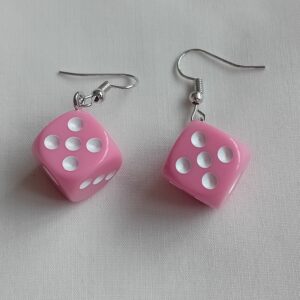 Light pink dice earrings