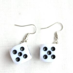 Winning white dice earrings