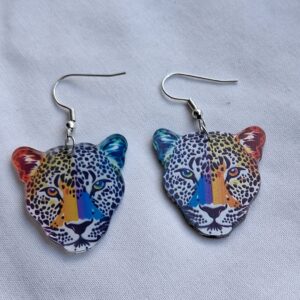 Multicoloured Jaguar Face Earrings | Bold Jungle‑Inspired Statement Jewellery