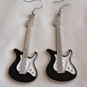 Charming Black and White Guitar Earrings | Music‑Inspired Fashion Jewellery