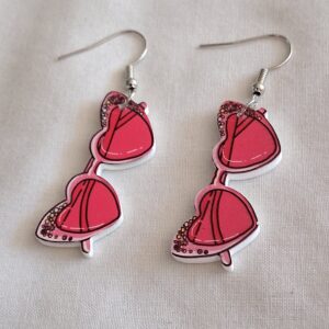 Fab Pink Heart‑Shaped Sunglasses Earrings | Cute Retro Statement Jewellery