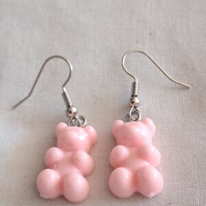 Fun Solid Pale Pink Gummy Bear Earrings | Cute Kawaii Jewellery