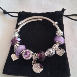 Gorgeous Lilac & Purple Heart Charm Bracelet | Cute Colourful Jewellery