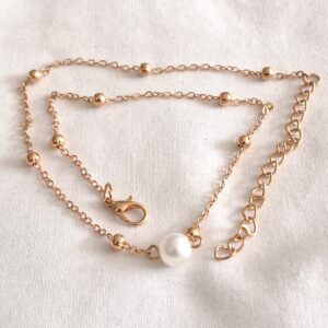 Gold Coloured Chain with Pearl & Gold Ball Necklace | Elegant Mixed‑Metal Jewellery