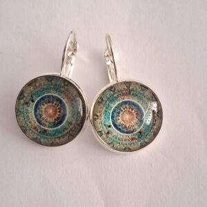 Classy Green & Blue Mandala Design Earrings | Boho Chic Statement Jewellery