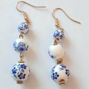 Beautiful Blue & White Porcelain Ball Earrings | Elegant Oriental‑Inspired Jewellery