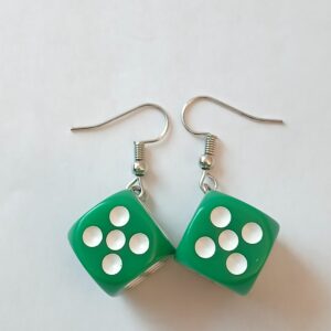 Lucky Green Dice Earrings — Fun Novelty Accessory