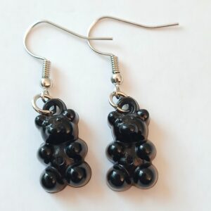Solid black Gummi Gummy Bear Earrings | Cute Clear Candy‑Inspired Jewellery