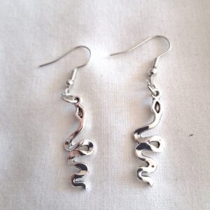 Silver‑Coloured Hanging Snake Earrings | Sleek Serpent Dangle Jewellery