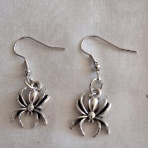 Delicate Gothic Spider Earrings — Silver Coloured Dark Jewellery