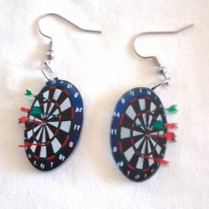 Mini Dartboard with Darts Hanging Earrings | Fun Novelty Statement Jewellery