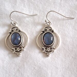 Classic Vintage‑Style Silver & Blue Hanging Earrings | Elegant Retro Jewellery