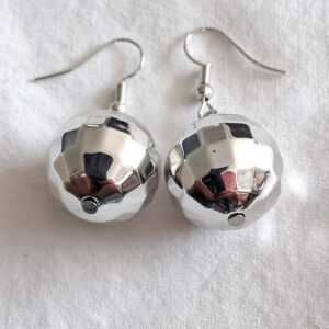 Silver Glitterball Style Earrings | Sparkling Modern Statement Jewellery