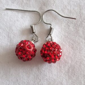 Red Diamante Glitter Ball Earrings | Sparkling Statement Jewellery