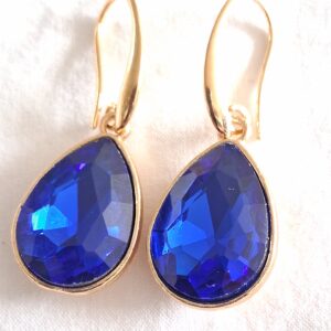 Dazzling tear shaped bright blue hanging earrings