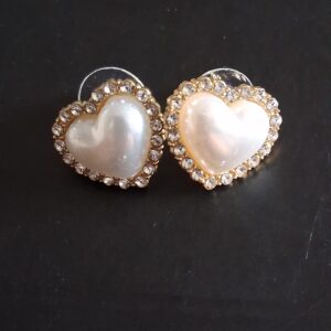 Pearl‑Like Decorated Heart Stud Earrings | Elegant Romantic Jewellery