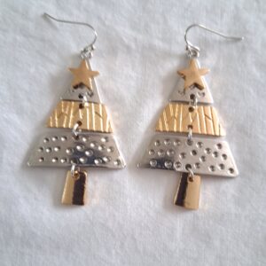 Stylish Gold & Silver Christmas Tree Earrings | Festive Holiday Jewellery