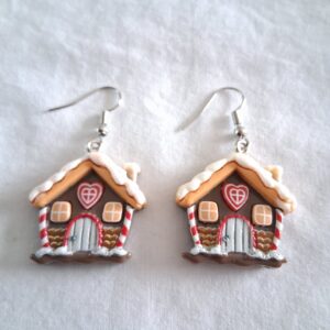Cute Gingerbread House Christmas Earrings for Festive Style