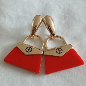 Red Designer‑Inspired Handbag Hanging Earrings
