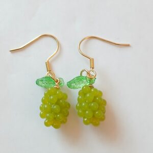 Bunch of Green Grapes Hanging Earrings – Handmade Fruit Jewellery