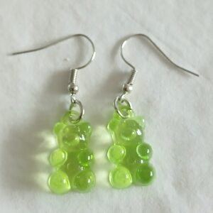 Cute Green Gummi Gummy Bear Earrings – Fun Novelty Jewelry