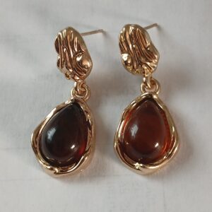 Vintage amber coloured jewelled hanging earrings