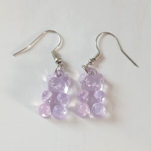 Cute lilac mauve Gummi Gummy Bear Earrings - fun novelty jewellery