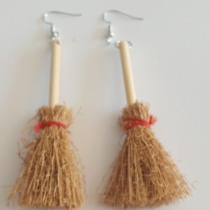 Super fun witches broomstick hanging earrings