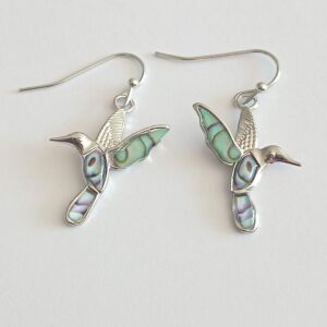 Mother of Pearl Hanging Hummingbird Earrings – Elegant Handmade Jewelry