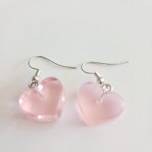 Dainty and delicate light pink glass hanging earrings