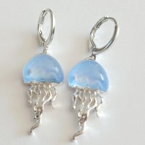 Light blue and silver coloured jellyfish earrings