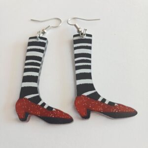 Wizard of Oz 'Wicked Witch of the West" legs & ruby slippers hanging earrings