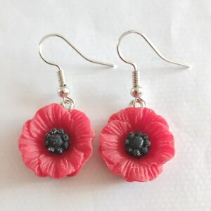 Beautiful red hanging poppy earrings
