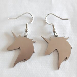 Silver colourered hanging unicorn earrings