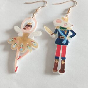 Stunning Hanging Tchaikovsky’s Nutcracker Suite Sugar Plum Fairy & Mouse Rat King Earrings | Enchanting Ballet‑Inspired Jewellery